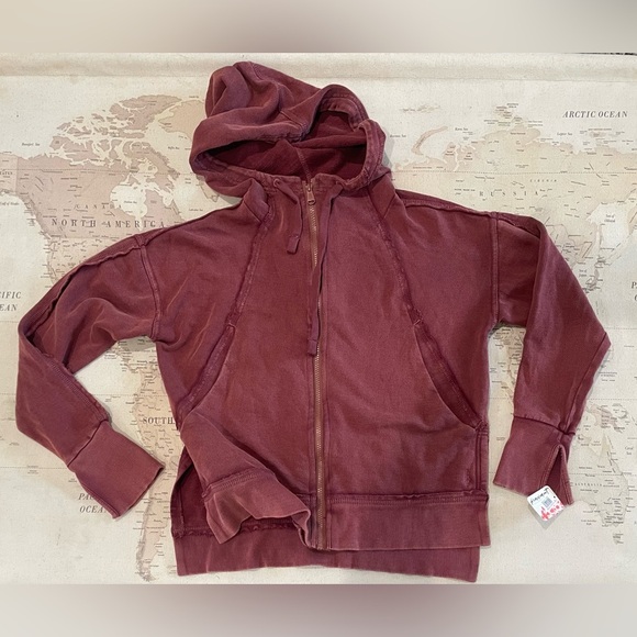 🆕Free People FP Movement Only One Hoodie Jacket Top Size XS Cherry Mocha - Picture 2 of 16